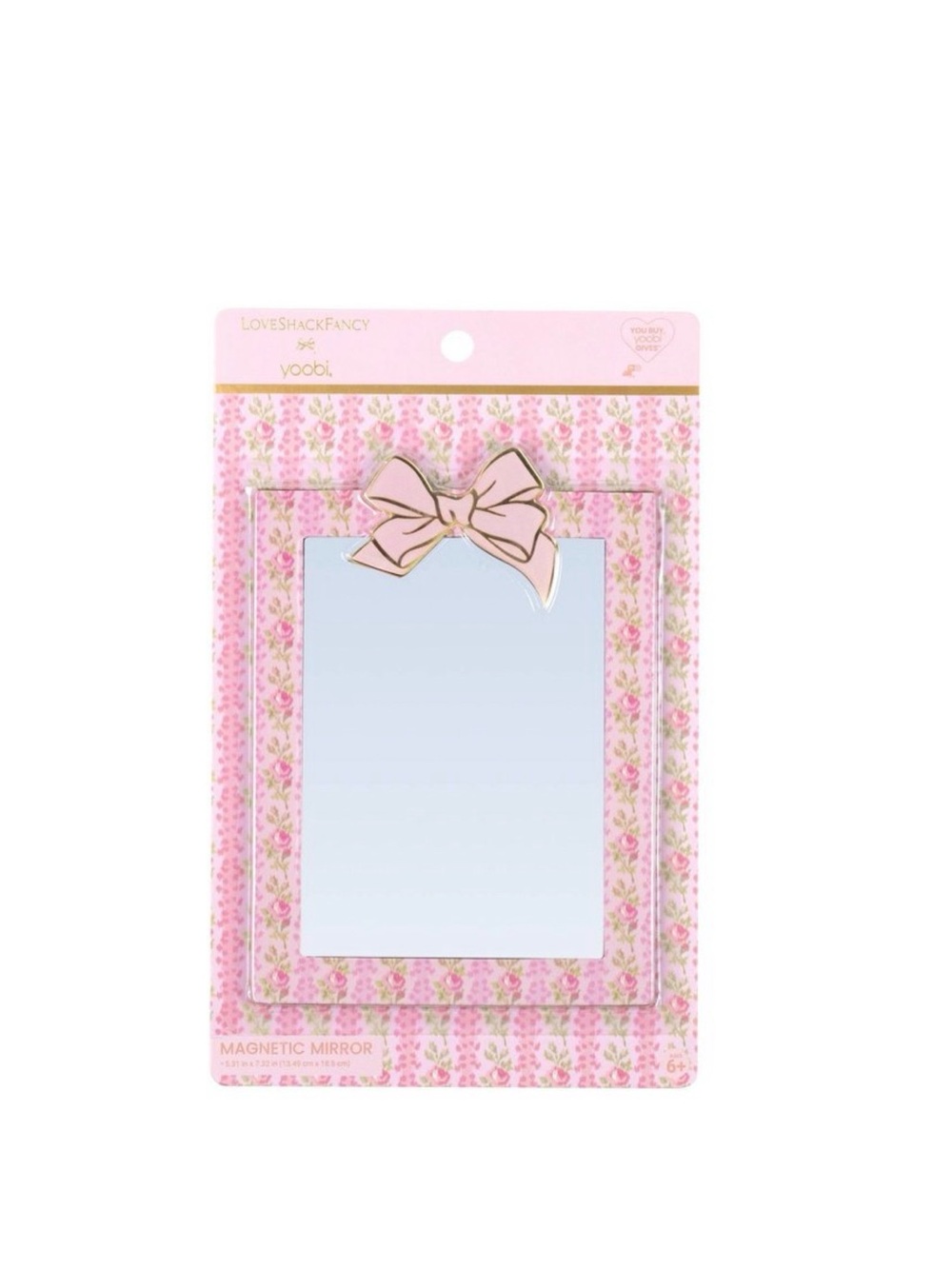 LoveShackFancy × Target 
Blooming Heirloom Magnetic Mirror Strawberry Macaroon